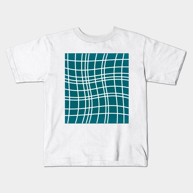 Dancing White Lines on Teal Kids T-Shirt by PSCSCo